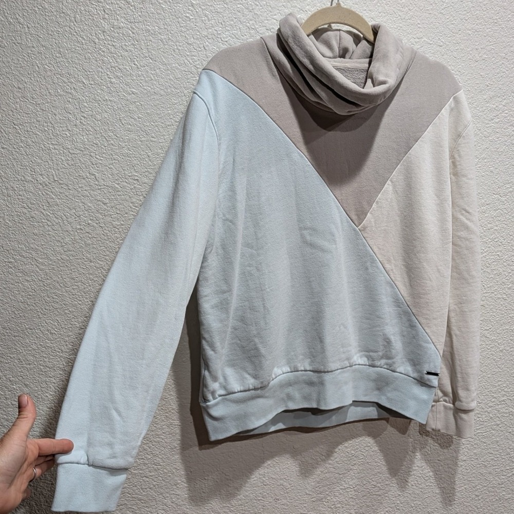 MNY Marc New York Performance Womens Large Sweatshirt Colorblock Cowl Neck - Picture 3 of 8